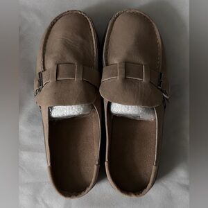 Tan Loafers with Buckle Detail